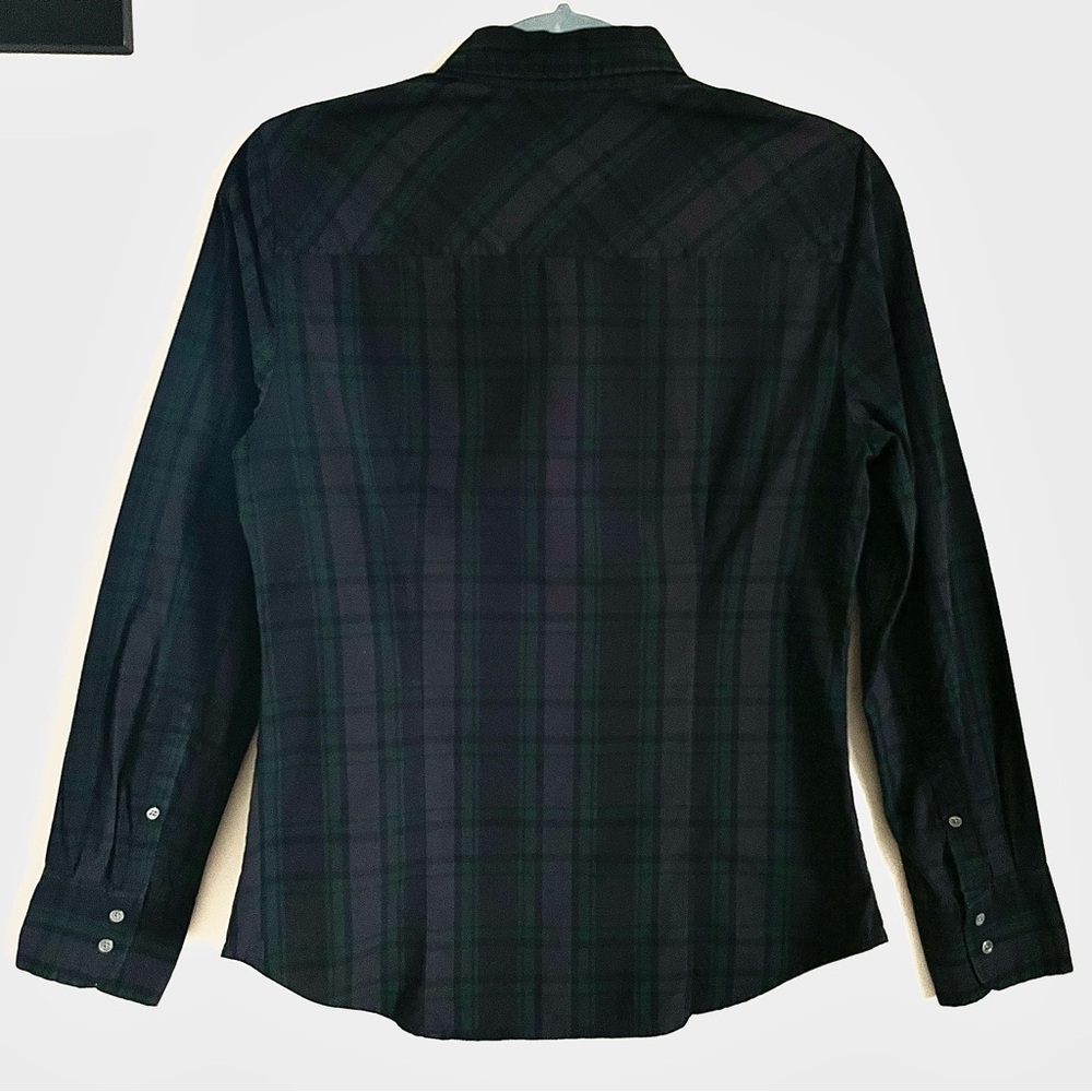 J. Crew Slim Stretch Perfect Shirt In Black Watch Tartan Size 6 EUC - Picture 6 of 14